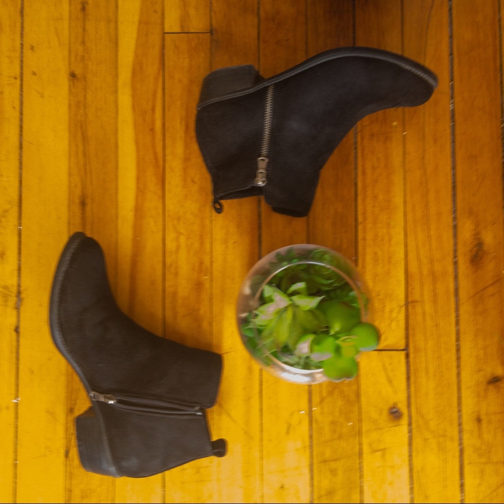 Vegan Suede Water Resistant Ankle Zip Booties